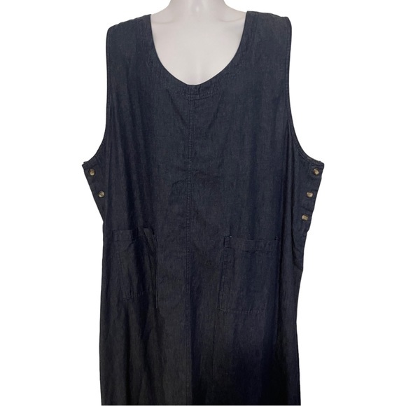 Mainstreet Blues Vintage Denim Jumper Sz 28WP Tank Dress Pockets Slip On Modest - Picture 3 of 4